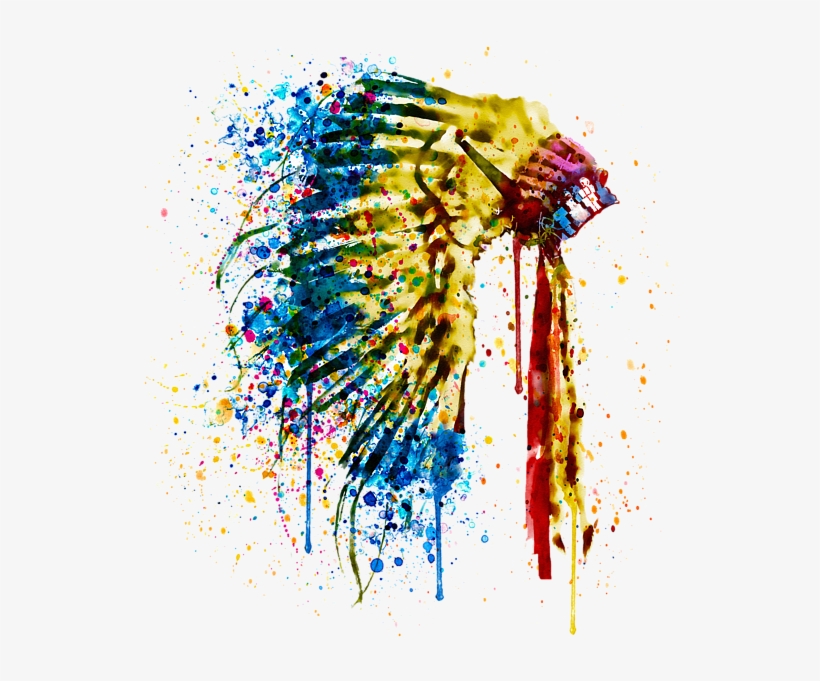 Bleed Area May Not Be Visible - Indian Chief Headdress Painting, transparent png download