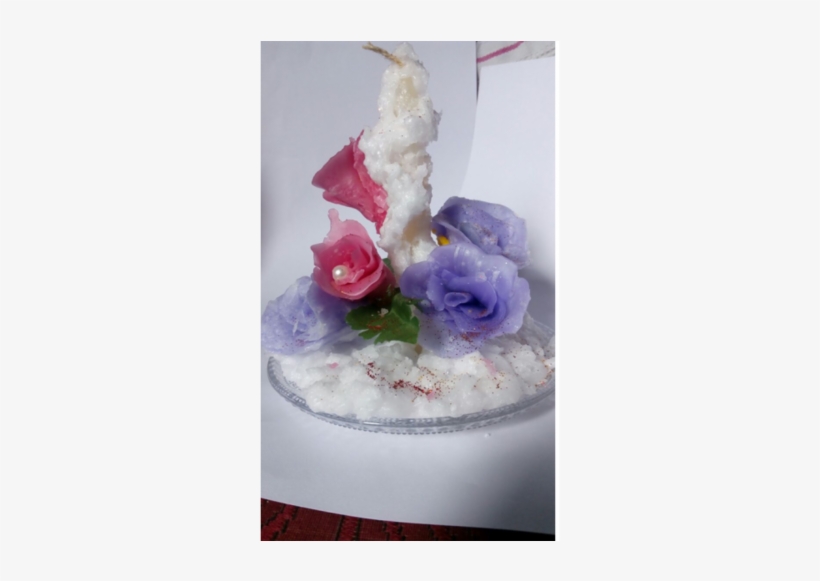 Snow Effect Decorative Candle - Garden Roses, transparent png download