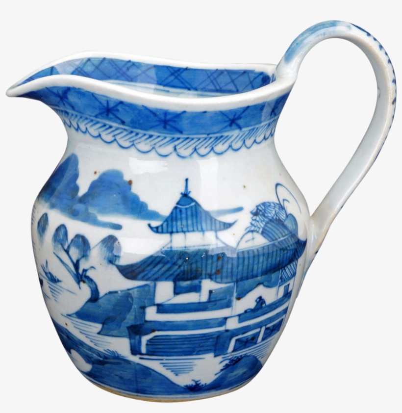 Chinese Porcelain Blue And White Canton Ware Milk Jug/pitcher - Chinese Pottery Blue And White, transparent png download