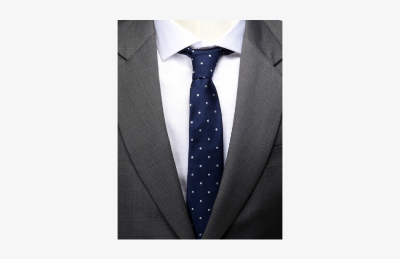 Navy W/white Dots Silk Tie, transparent png download