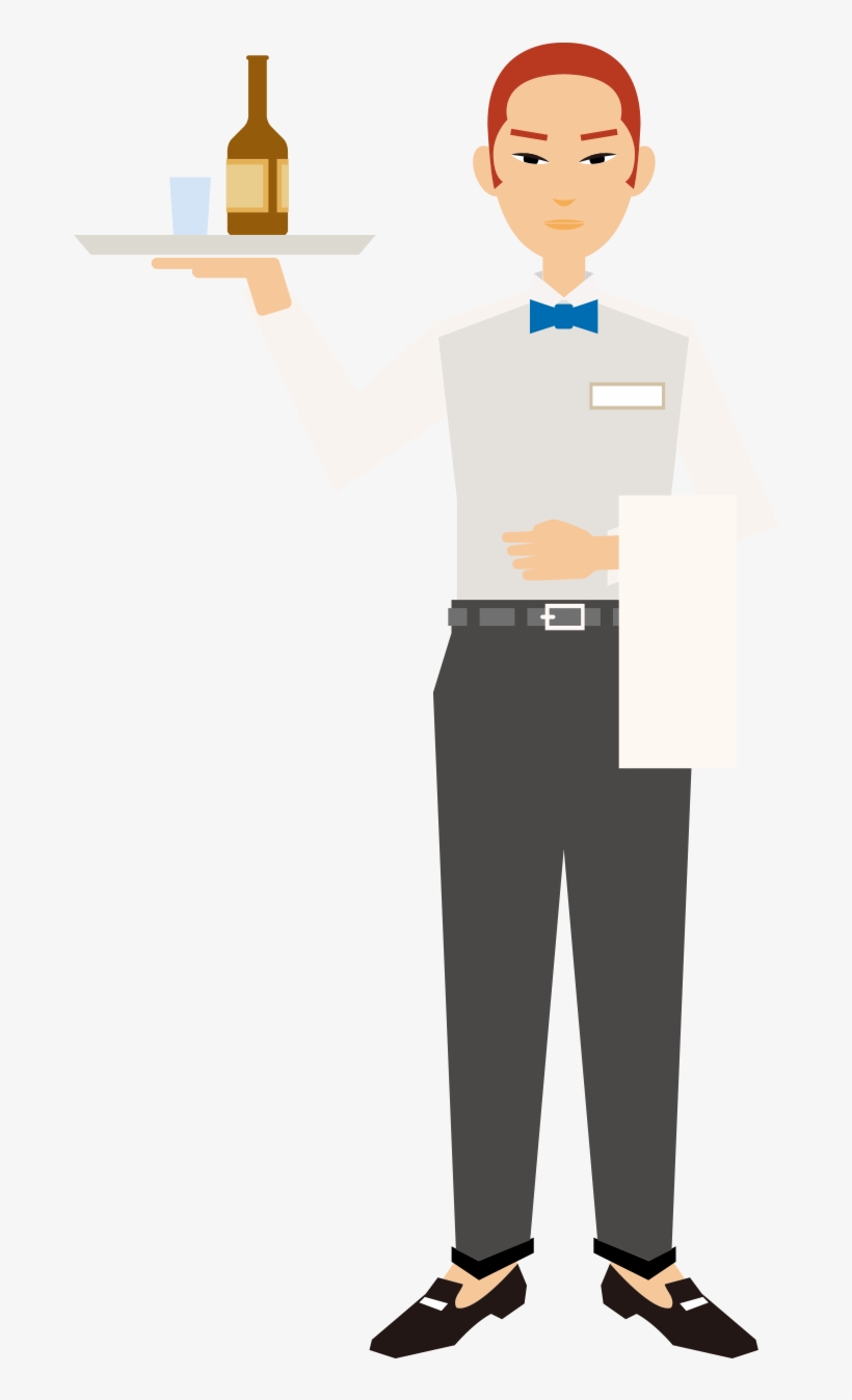 Hotel Illustration Painted Flat Short Staff - Cartoon Waitress Retro Png, transparent png download