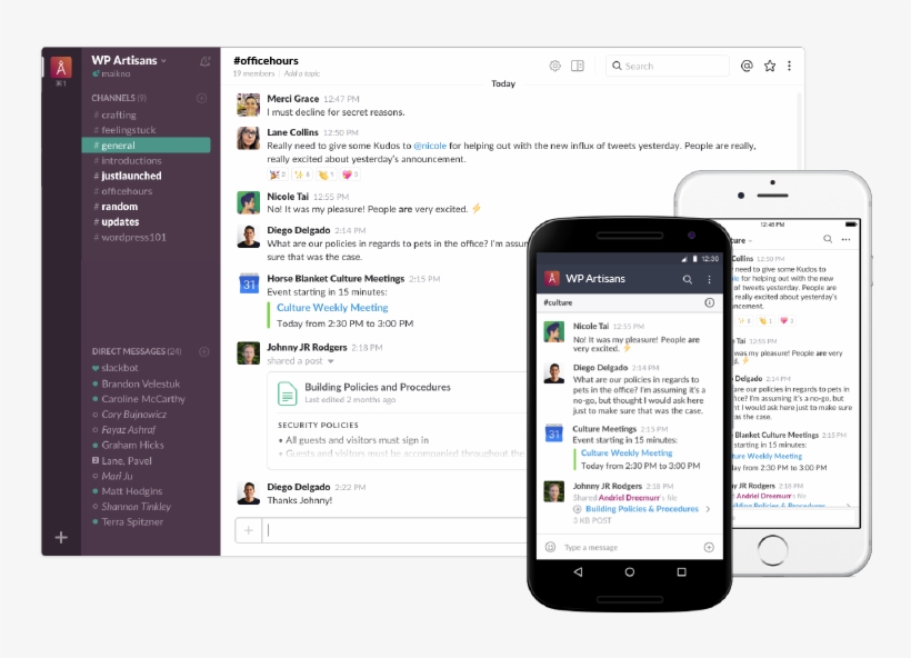 A Group Of Folks Who Like To Hang Out Online While - Slack App, transparent png download
