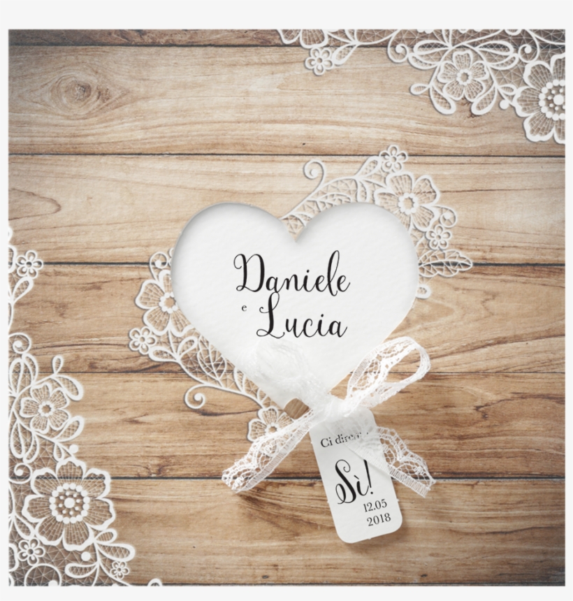 Partecipazione Wood & Lace Heart - Invitacion De Boda Madera, transparent png download