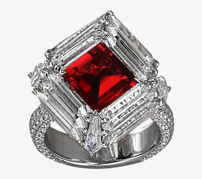 Orange Red Spinel Diamond Ring - Pre-engagement Ring, transparent png download