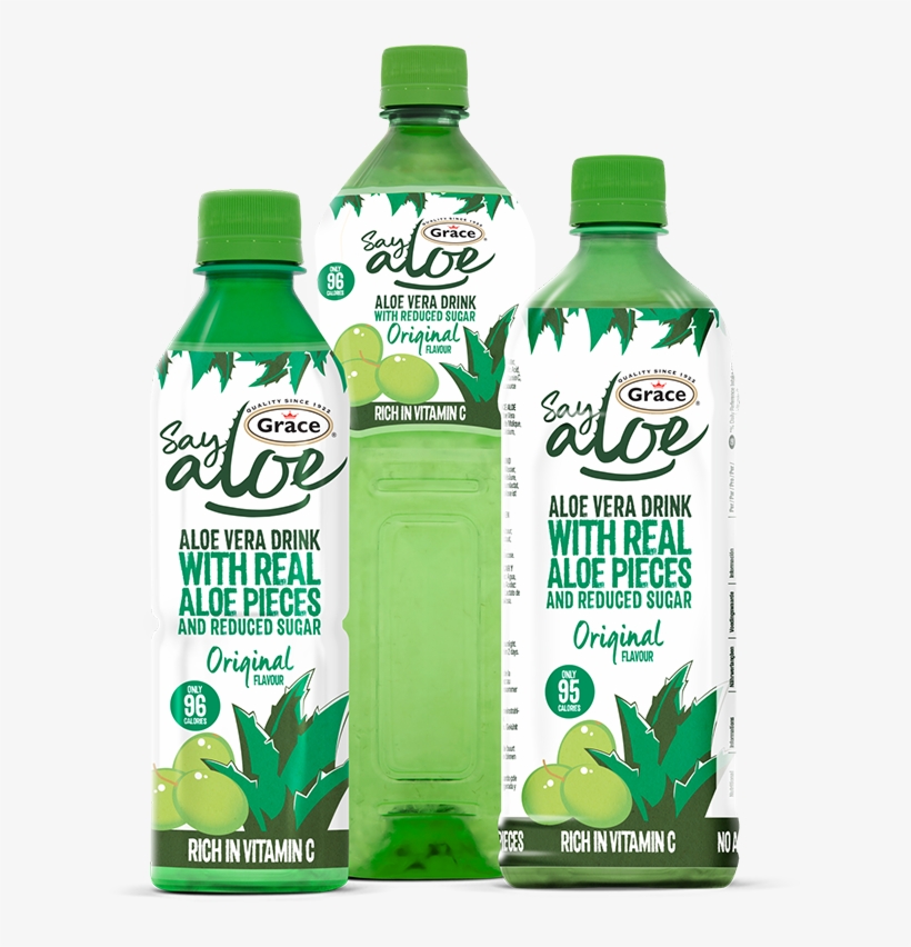 Say Aloe Reduced Sugar Original - Aloe Vera Drink Strawberry Flavour, transparent png download