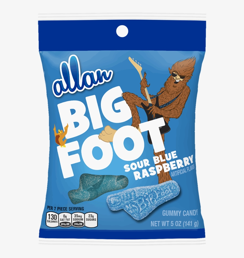 Allan Big Foot Sour Blue Raspberry Gummy Candy 5oz - Bigfoot Candy, transparent png download