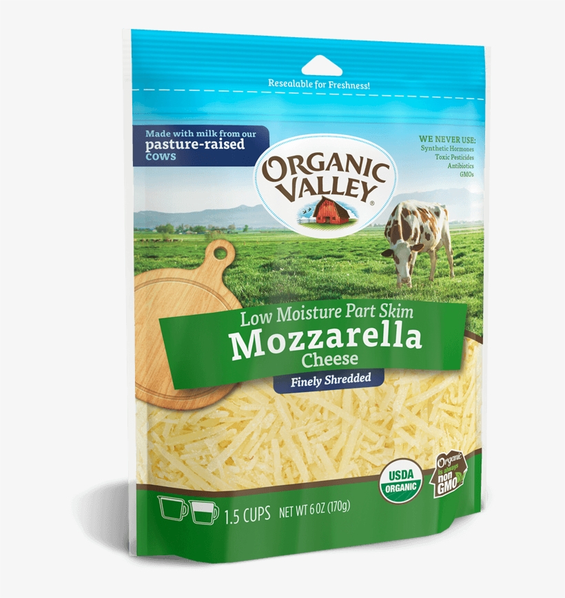 Shredded Low Moisture Mozzarella, Part Skim, - Organic Valley Shredded Cheese, transparent png download