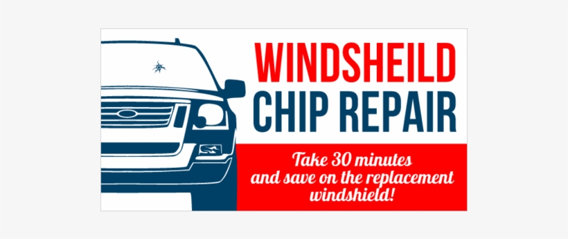 Windshield Chip Repair Vinyl Banner With Cracked Windshield - Ford Motor Company, transparent png download