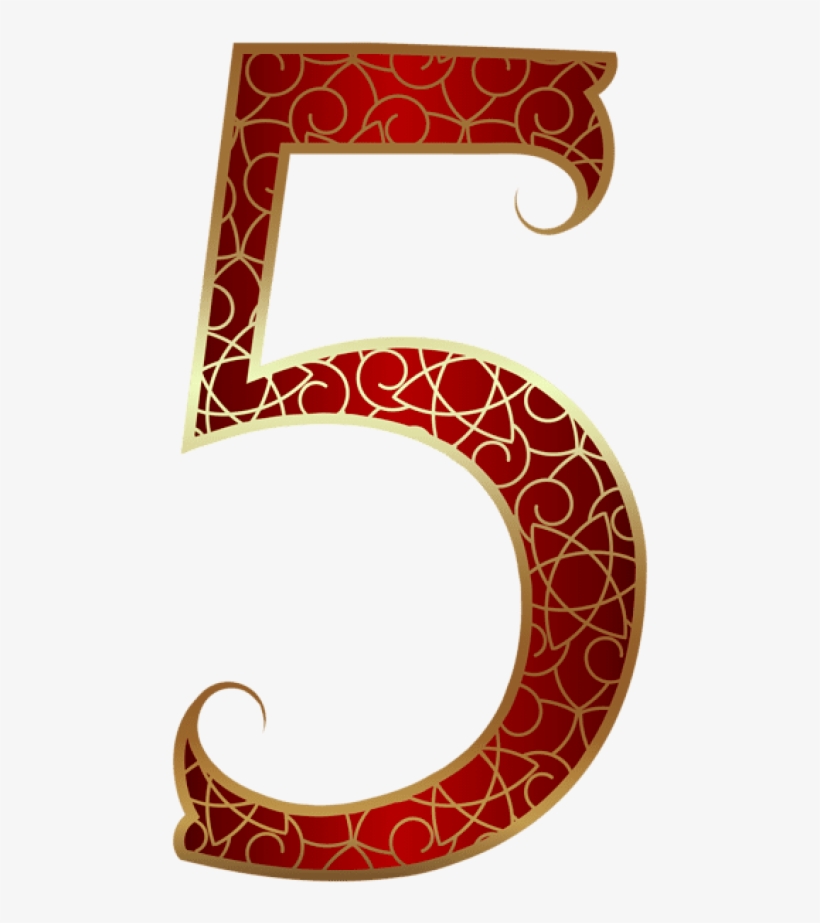 Free Png Download Gold Red Number Five Clipart Png - Clip Art, transparent png download