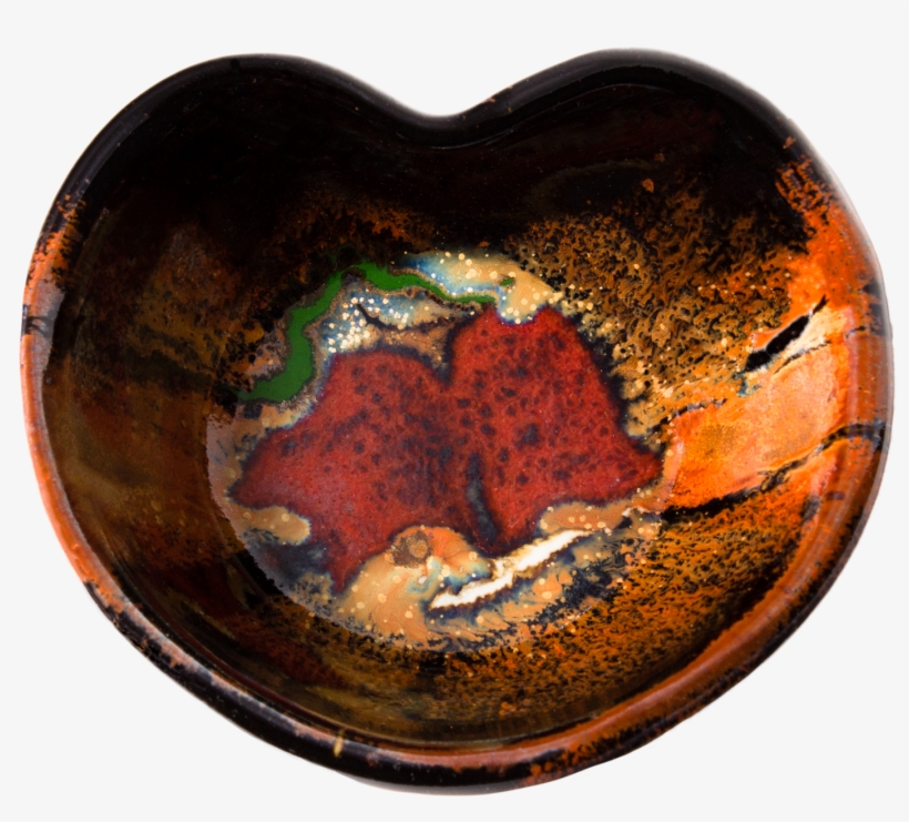 Heart Bowl Handmade Pottery Earth Tones And Red Overhead - Heart, transparent png download