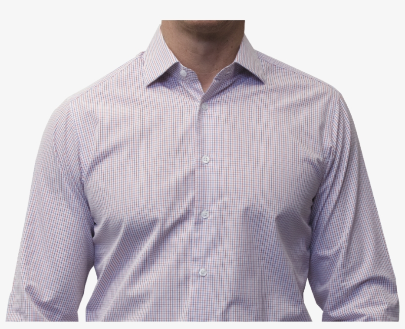 Blue Red Check Shirt 140s 2 Ply Cotton - Long-sleeved T-shirt, transparent png download