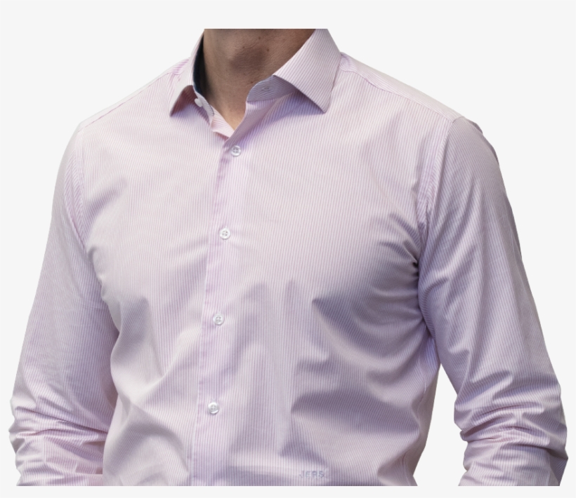 Pink Mini Stripe With Blue Jacket 160s Count Cotton - Long-sleeved T-shirt, transparent png download