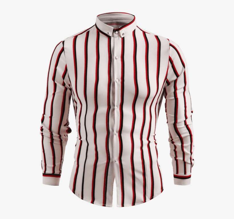 Striped Shirt Button White Casual Down M 6rp6qzrw4 - Blouse, transparent png download