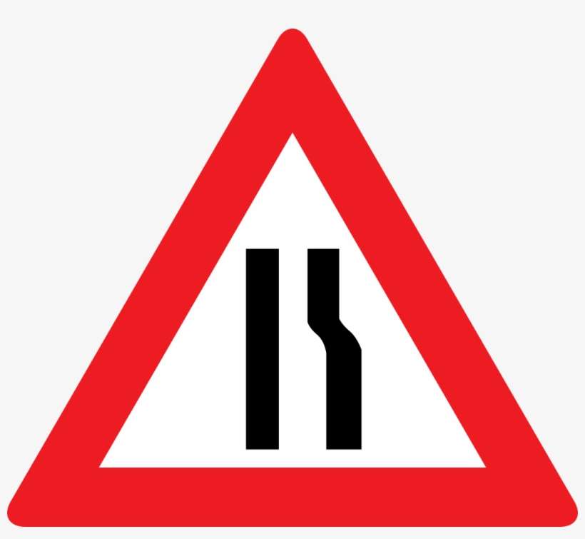 Yield Sign Png Road Narrows On Both Sides Sign Transparent Png 1031x900 Free Download On Nicepng