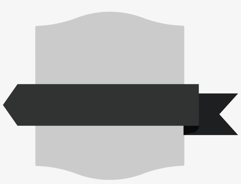 Gray Rectangle Shield Badge With Black Ribbon, transparent png download