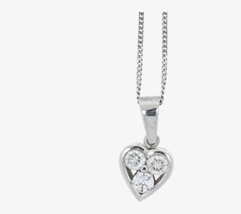 18ct White Gold Diamond Heart Shaped Pendant & Chain - Locket, transparent png download