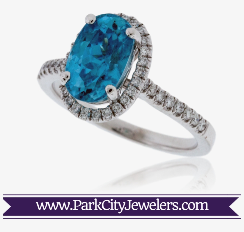 Oval Blue Zircon And Diamond Ring - Gold Manta Ray Necklace, transparent png download