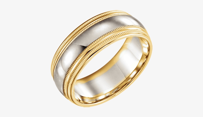 Zdouble Milgrain Two Tone Wedding Band - Bangle, transparent png download