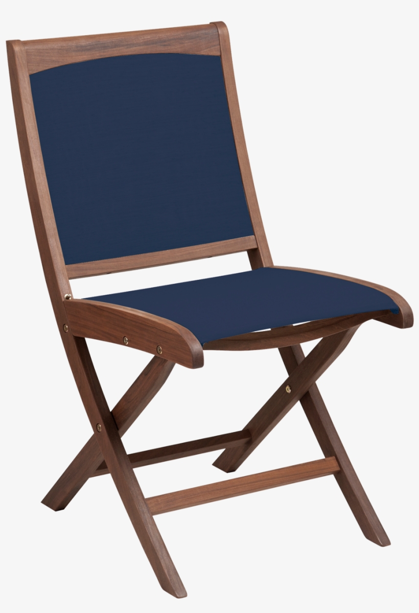 Topaz Folding Side Chair Blue Sling - Chaise De Jardin En Bois, transparent png download