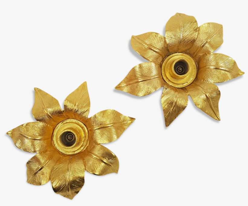 Pair Of Candlesticks Golden Flower Les Collectionnables - Artificial Flower, transparent png download