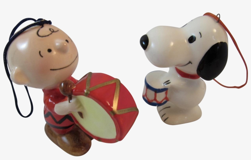 Snoopy & Charlie Brown With Drums Christmas Ornaments - Cartoon, transparent png download