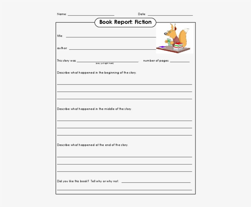 Make Book Reports More Enjoyable For Your Students - Book Report Fiction Template, transparent png download