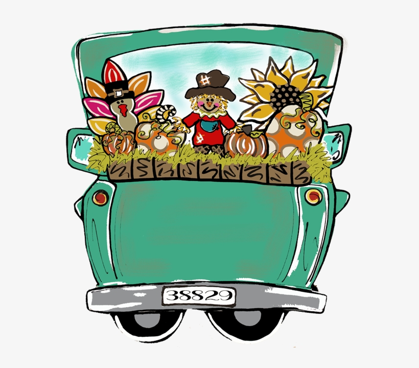 Fall Truck Pumpkin Door Hanger - Fall Truck Door Hanger, transparent png download