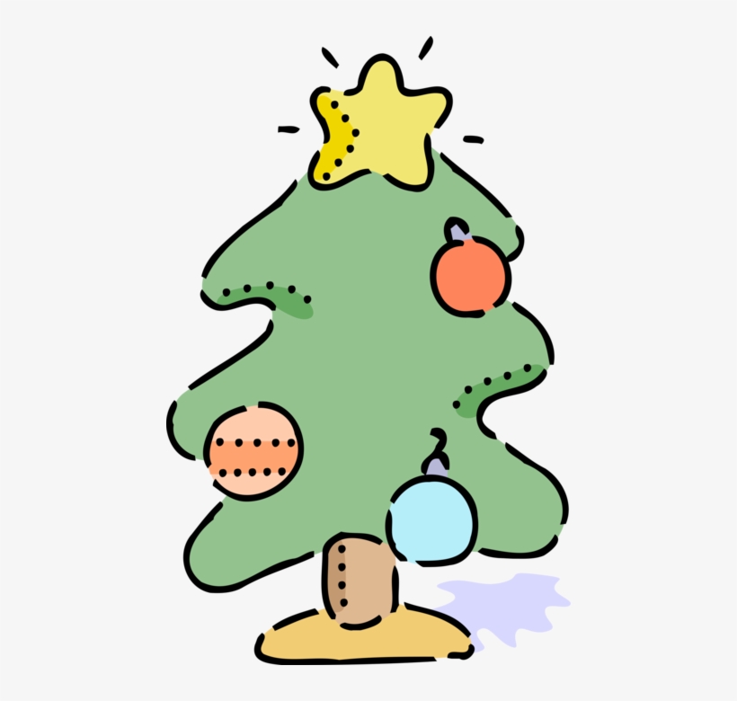 Vector Illustration Of Decorated Evergreen Christmas, transparent png download