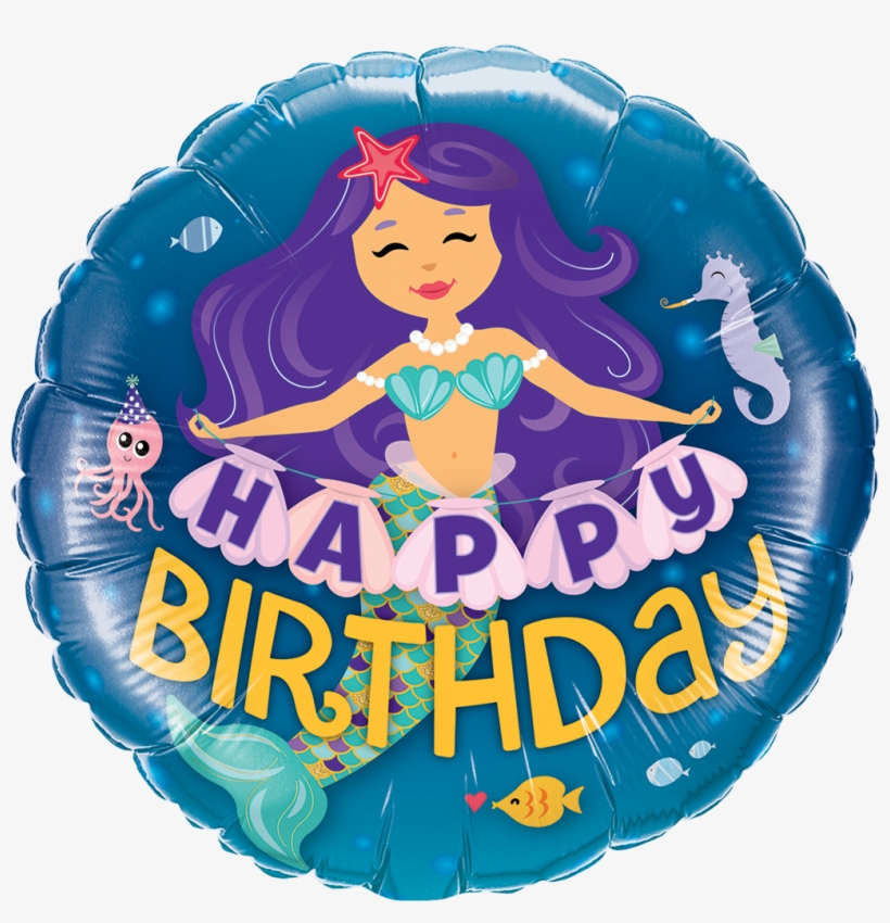 Happy Birthday Mermaid Foil Balloon - Globo De Sirena, transparent png download