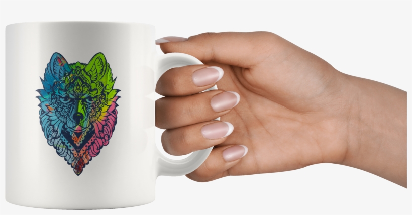 Tribal Wolf Head Mug - Mug, transparent png download