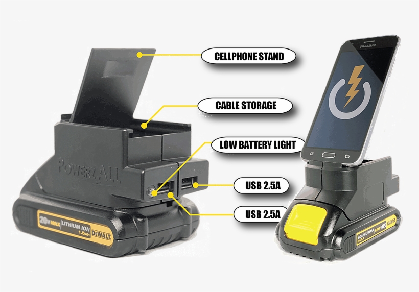Powerzall Adapter Fits Dewalt 20v Battery - Gadget, transparent png download