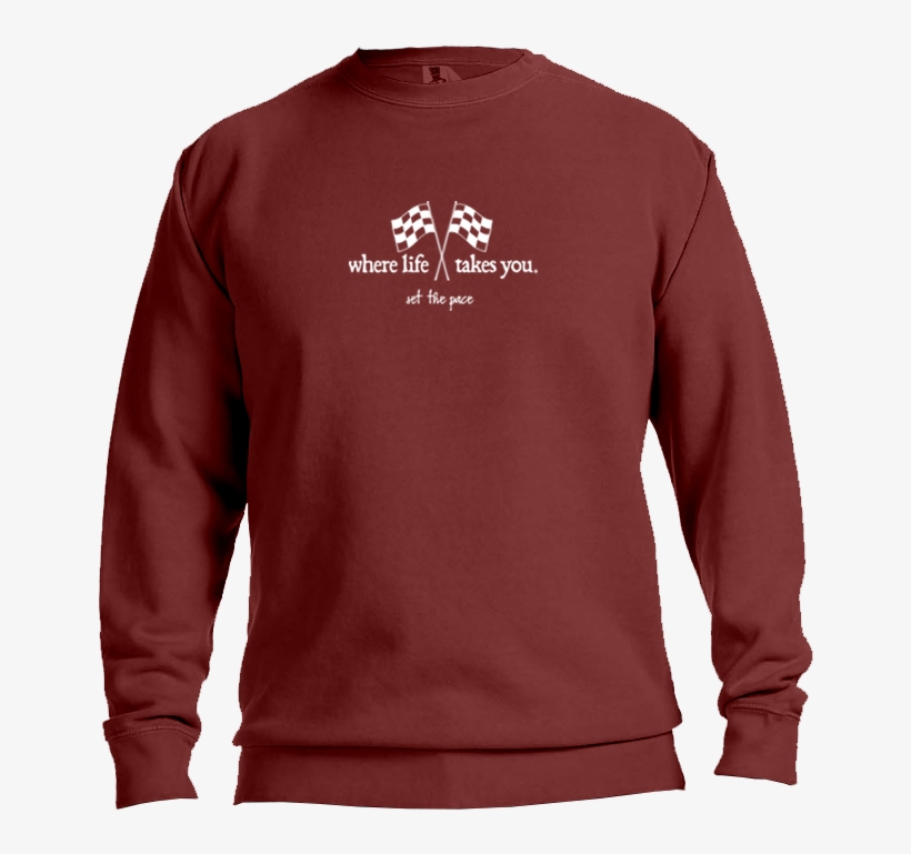 Wlty Checkered Flag "set The Pace" Adult Crewneck Sweatshirt - Blue Spruce Comfort Colors Crew, transparent png download