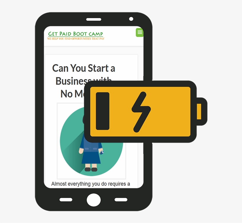 Low Battery On Cellphone Viewing Getpaidbootcamp - Iphone, transparent png download