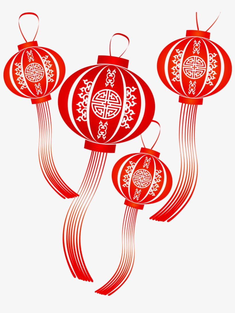 Red Festive Retro Lantern Decoration Vector - Orange Cny, transparent png download