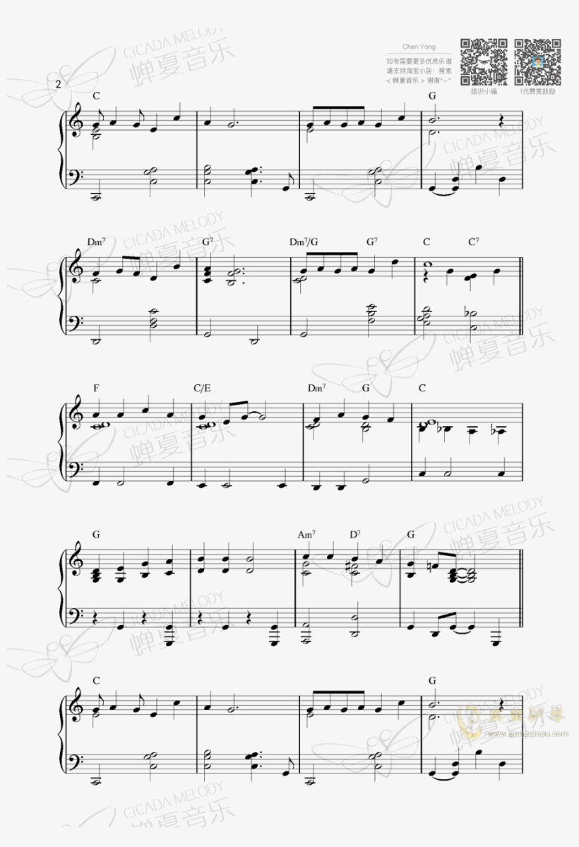 Rudolph The Red-nosed Reindeer钢琴谱第2页 - Sense And Sensibility My Father's Favourite Sheet, transparent png download