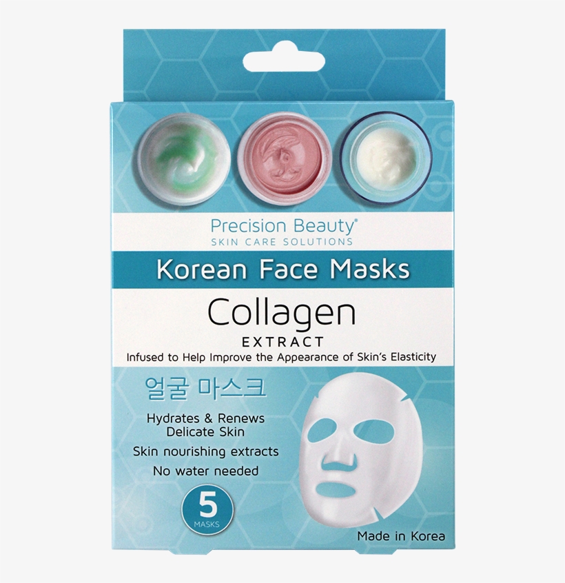 Precision Beauty 5 Pack Korean Facial Mask- Collagen - Collagen Mask Made In Korea, transparent png download