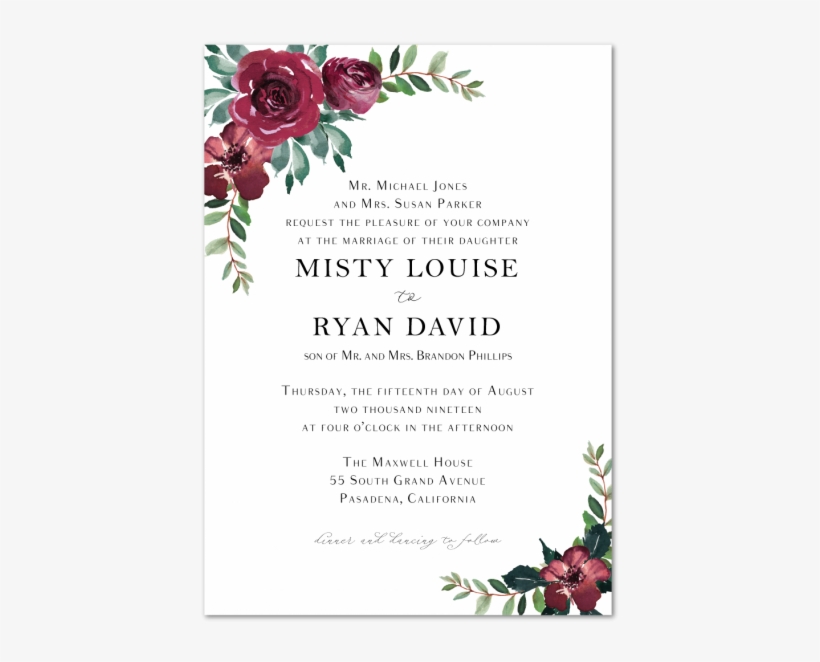 Misty Wedding Invitation - Garden Roses, transparent png download