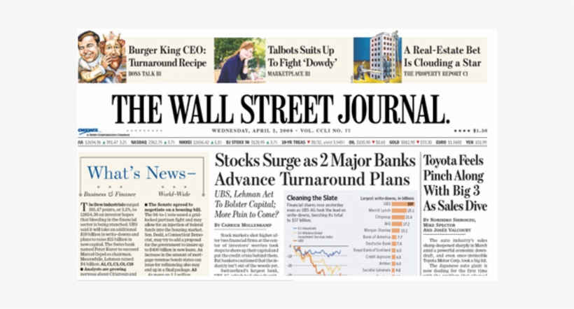 Wall Street Journal The Wall Street Journal Newspaper - Wall Street Journal, transparent png download