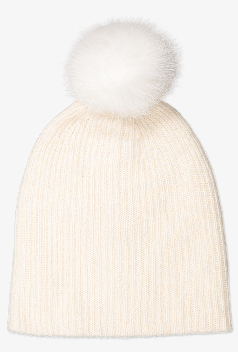 Fur Pom Pom Beanie White - Beanie, transparent png download