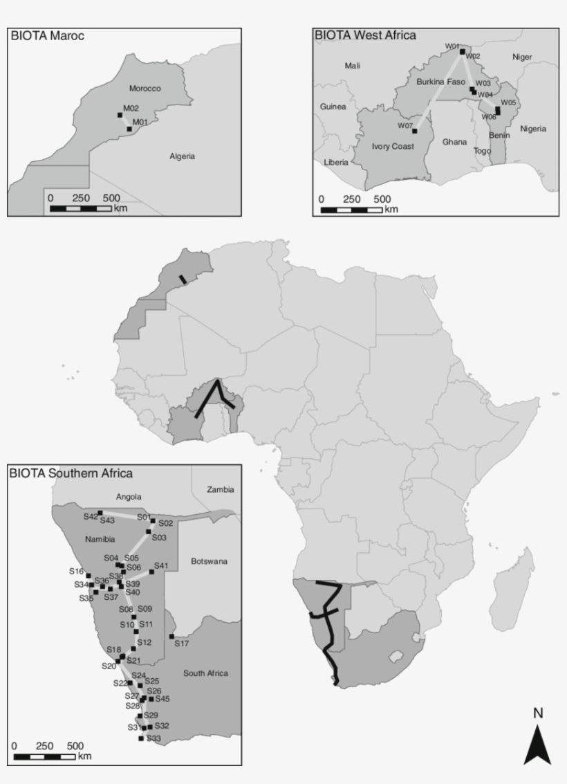 Map Of The Established Biota Observatories In Africa - Atlas, transparent png download