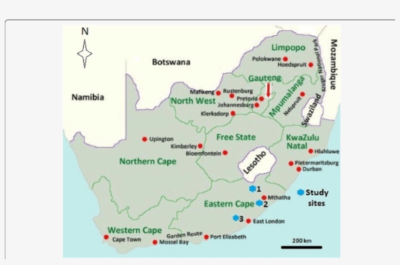 Map Of South Africa Illustrating The Geographical Position, transparent png download