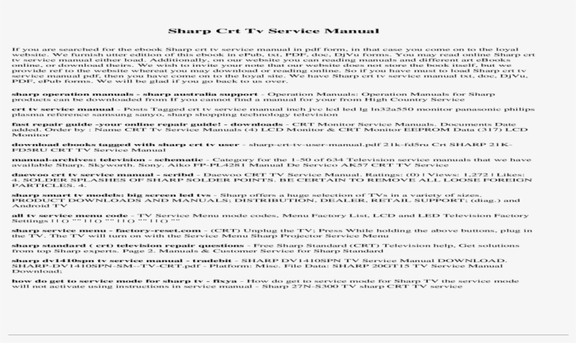 Sharp Crt Tv Service 2018 03 10we Have Sharp Crt Tv - Document, transparent png download
