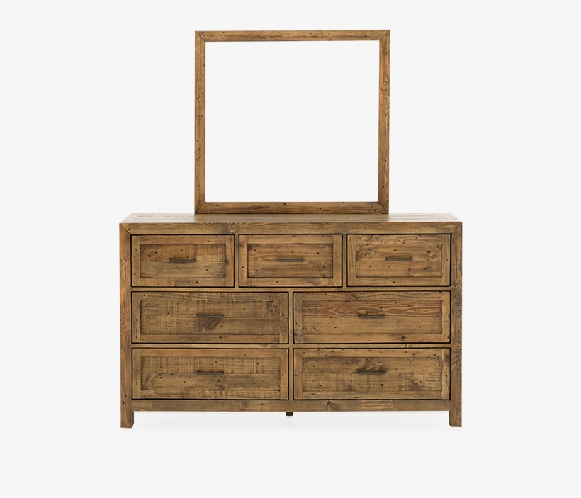 Image For Brown Wood 7-drawer Dresser And Mirror Set - Cabinetry, transparent png download