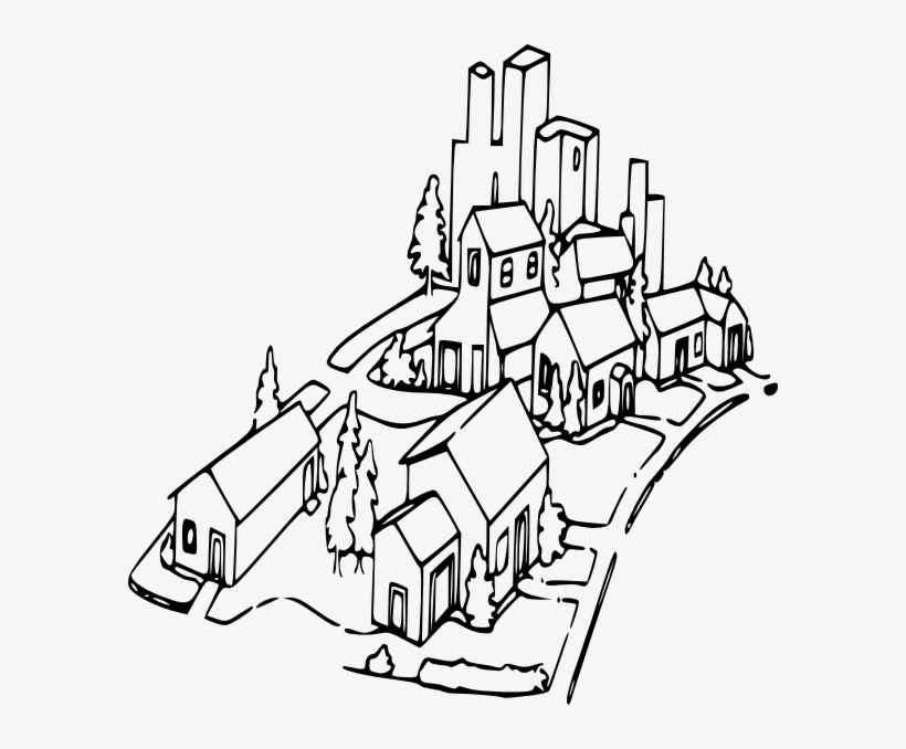 Mo S House Clip Art - Neighborhood Clipart Black And White, transparent png download