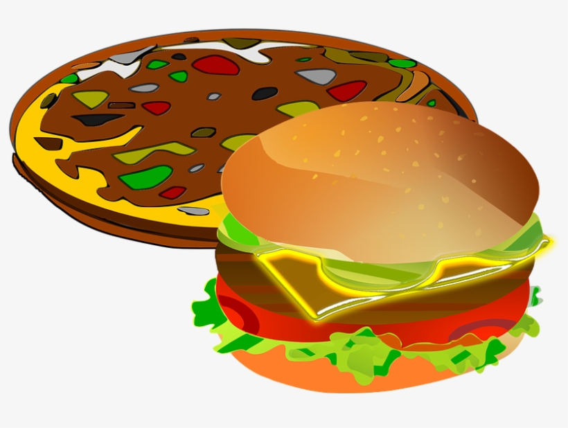 Food Illustrations 13, Buy Clip Art - Burger Pizza Cliparts, transparent png download
