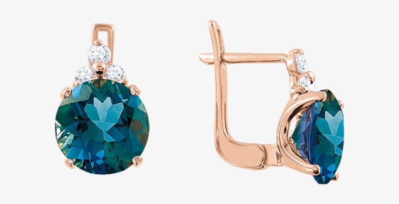 Earrings In Red Gold Of 585 Assay Value With London - London Blau Topas Ohrringe, transparent png download
