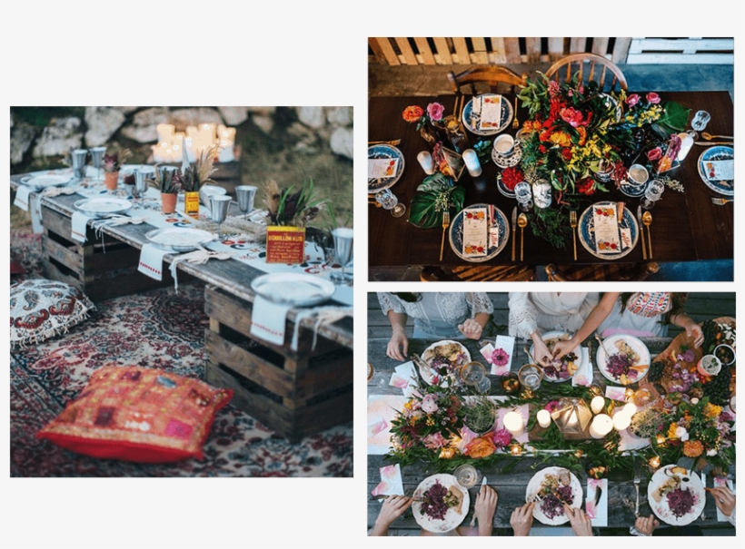 Boho Friendmas Christmas Styling Table Settings - Collage, transparent png download