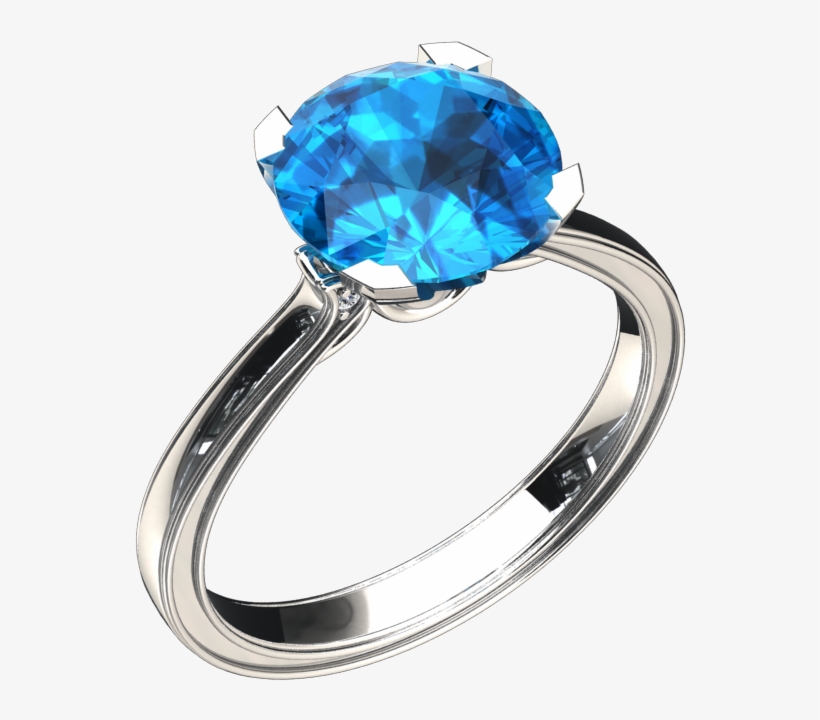 Natural Blue Topaz Solitaire 14k Gold Ring Style - Engagement Ring, transparent png download