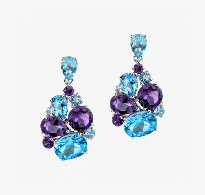 Cercei Teilor Cu Ametiste Si Topaz Albastru Dckw00730 - Earrings, transparent png download