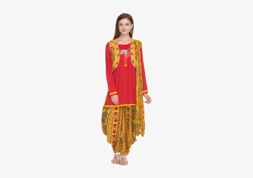 Women Printed Patiala Suit With Shrug - Silk, transparent png download